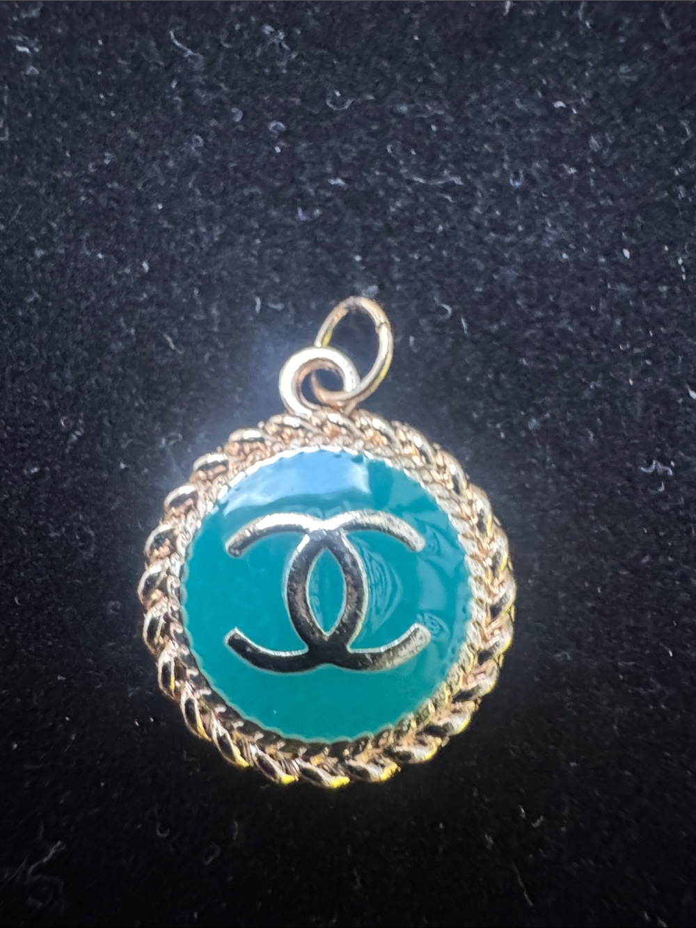 Charm Gold-Tone Pendant with Teal Enamel